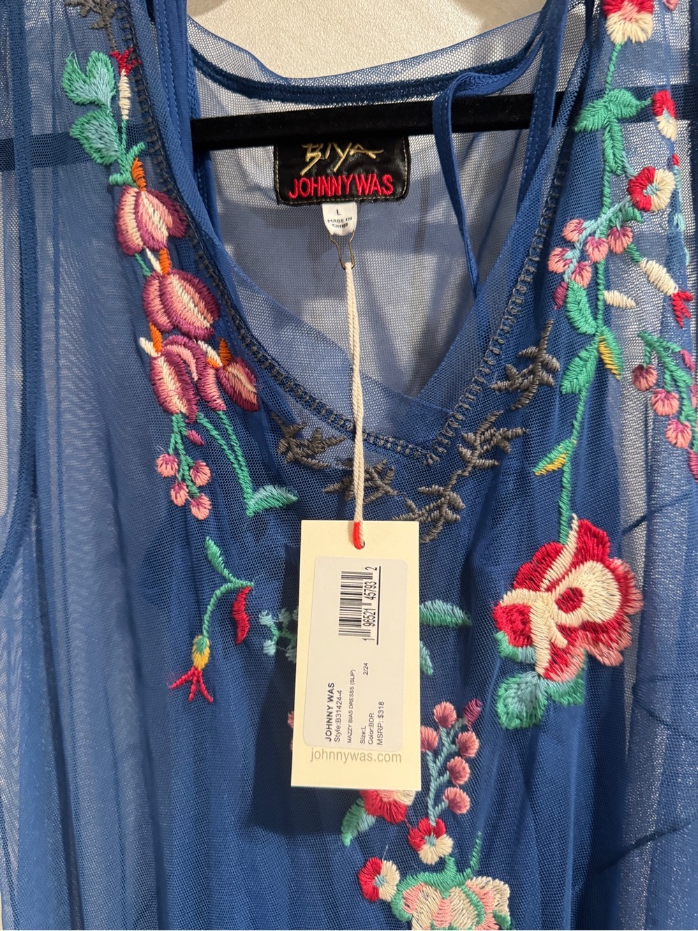 Johnny Was Blue Embroidered Maxi Dress - Picture 2 of 2